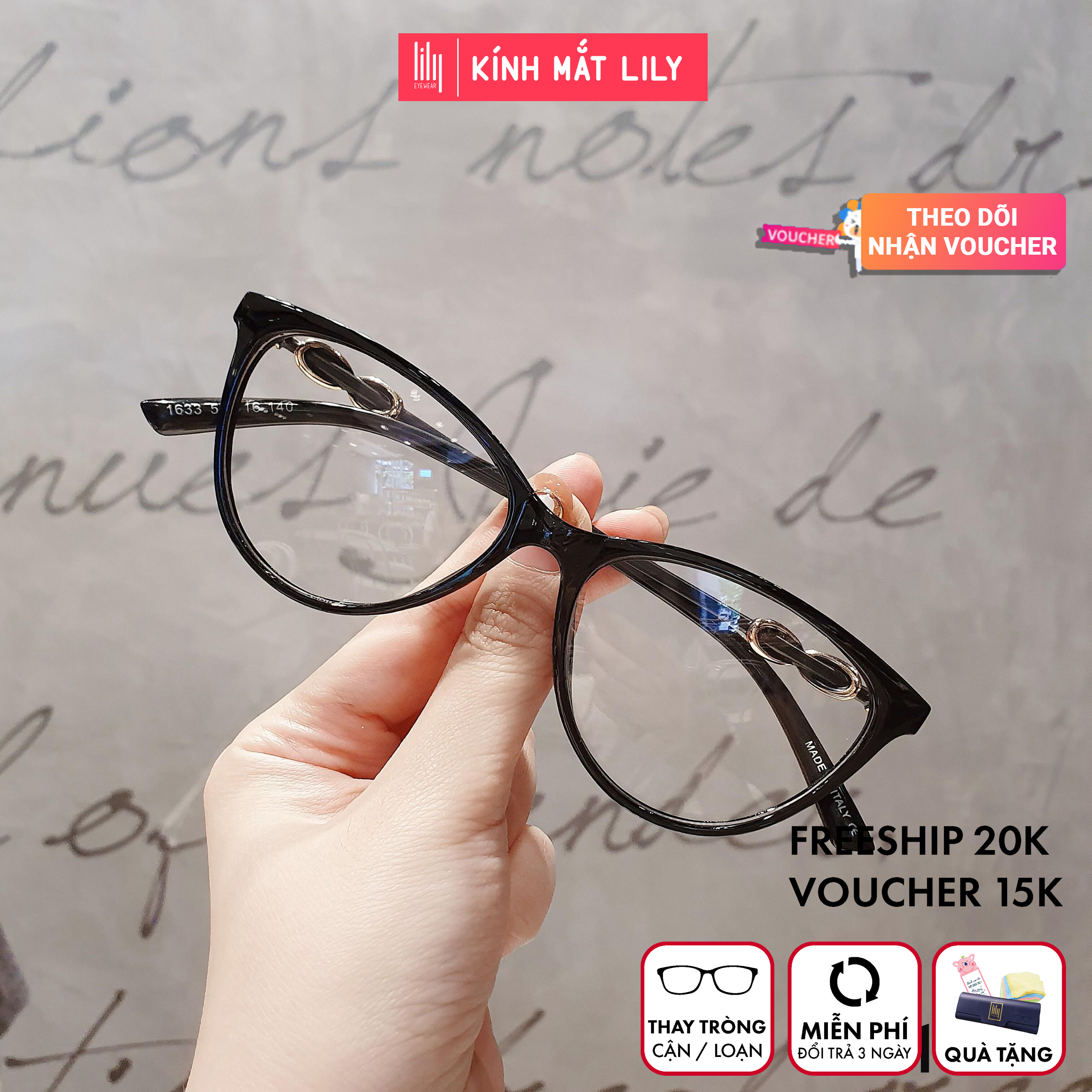 Kính Cận Nữ 1633 - Gọng Kính Cận Nữ Mắt MèoGọng Kính Cận Nữ Đẹp Gọng Kính Cận Kute – Lily Eyewear kèm quà