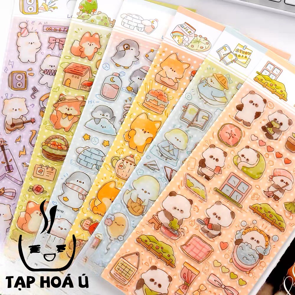 Sticker deco yt hình dán nổi lấp lánh trang trí nhật kí, sổ tay 027