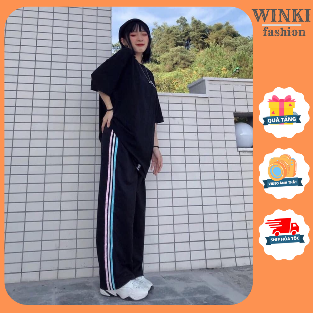 Quần sọc ống rộng ,Quần 3 sọc ống rộng thể thao Unisex