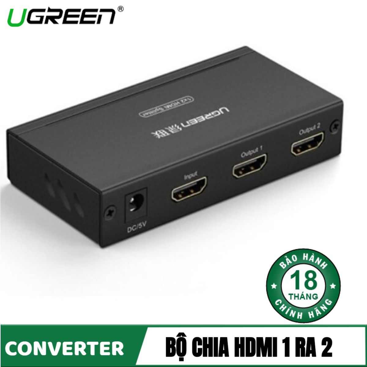 Bộ chia hdmi ra 2 cổng hdmi - nối dài cáp hdmi chính hãng ugreen 40201 cao cấp