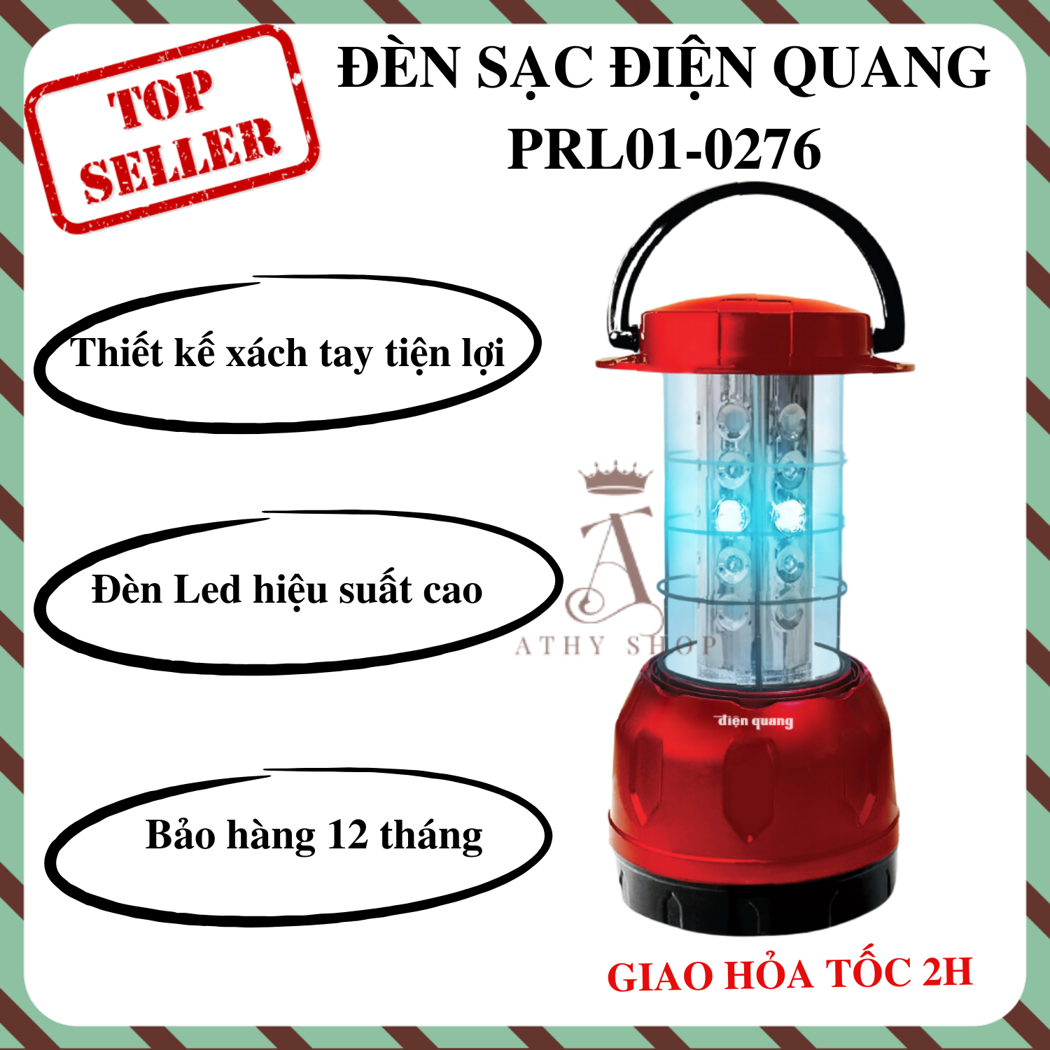 Đèn Led Điện Quang PRL01 chính hãng đa năng dùng khi đi du lịch, picnic, ánh sáng LED tiết kiệm, bền bỉ, cấp cứu khi cúp điện ATHY SHOP