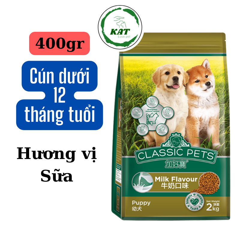 Hạt thức ăn cho chó con classic pets puppy - hương vị sữa - 400gr - kat love pets