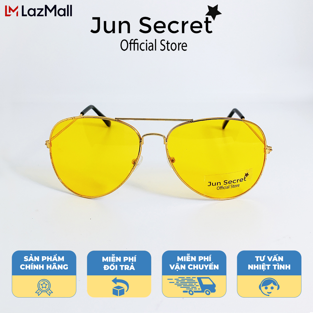 Kính nhìn xuyên đêm Jun Secret chống chói lóa, bảo vệ mắt-Mắt kính mát thời trang che bụi, chắn gió khi đi đường ban đêm