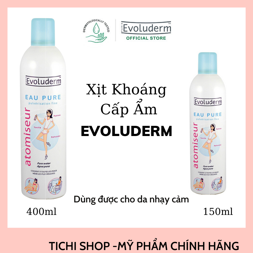 Xịt khoáng evoluderm cấp nước cho da 150ml và 400ml