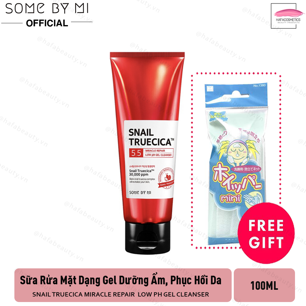 Sữa Rửa Mặt Dạng Gel Dịu Nhẹ, Dưỡng Ẩm, Phục Hồi Da Some by Mi Snail Truecica Miracle Repair Low PH Gel Cleanser 100ml + Tặng Túi Lưới Rửa Mặt Tạo Bọt