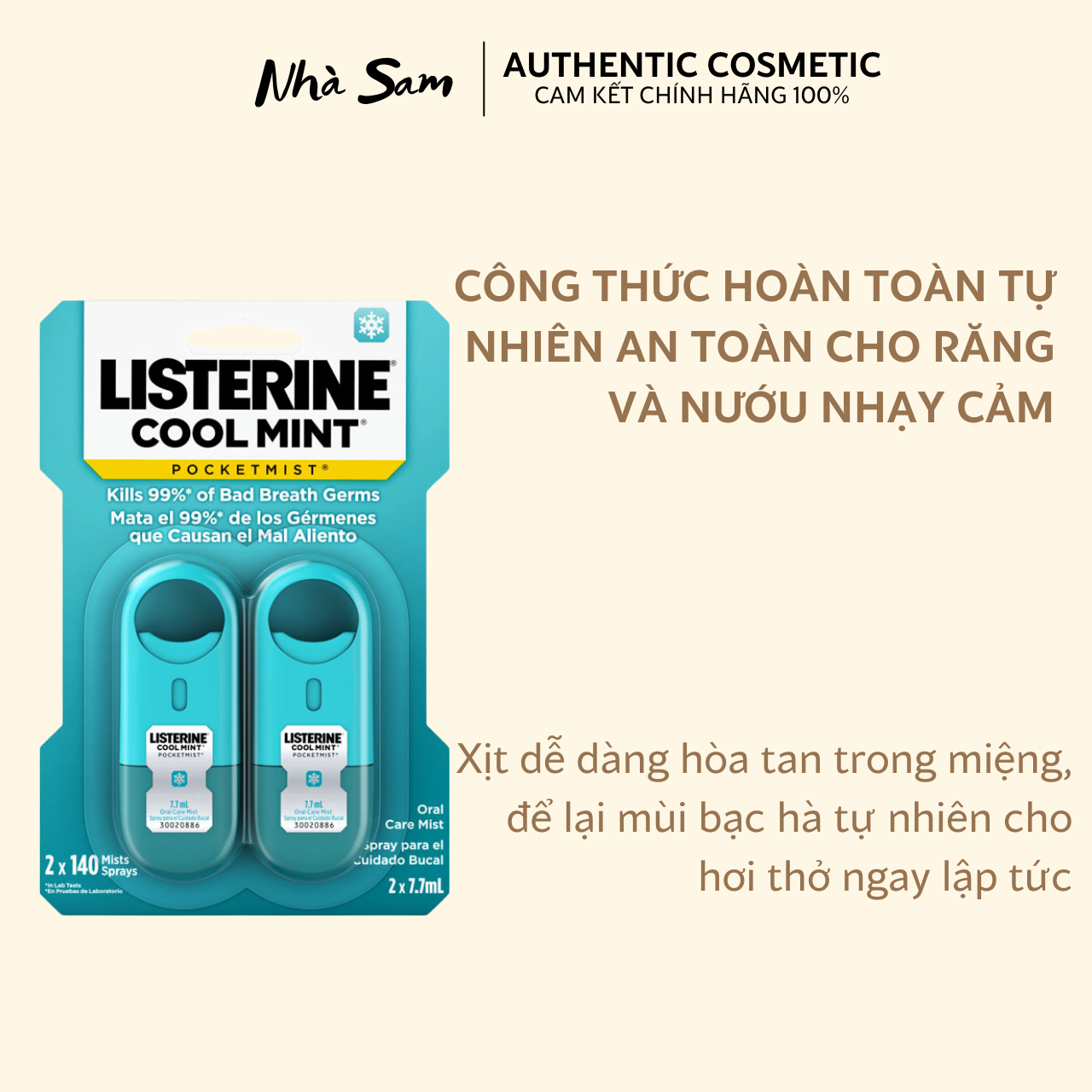 Xịt Thơm Miệng Listerine Giúp Thơm Miệng Hỗ Trợ Diệt Khuẩn Có Tác Dụng Hơn 2 Giờ Nhỏ Gọn Tiện Lợi | Nhà Sam