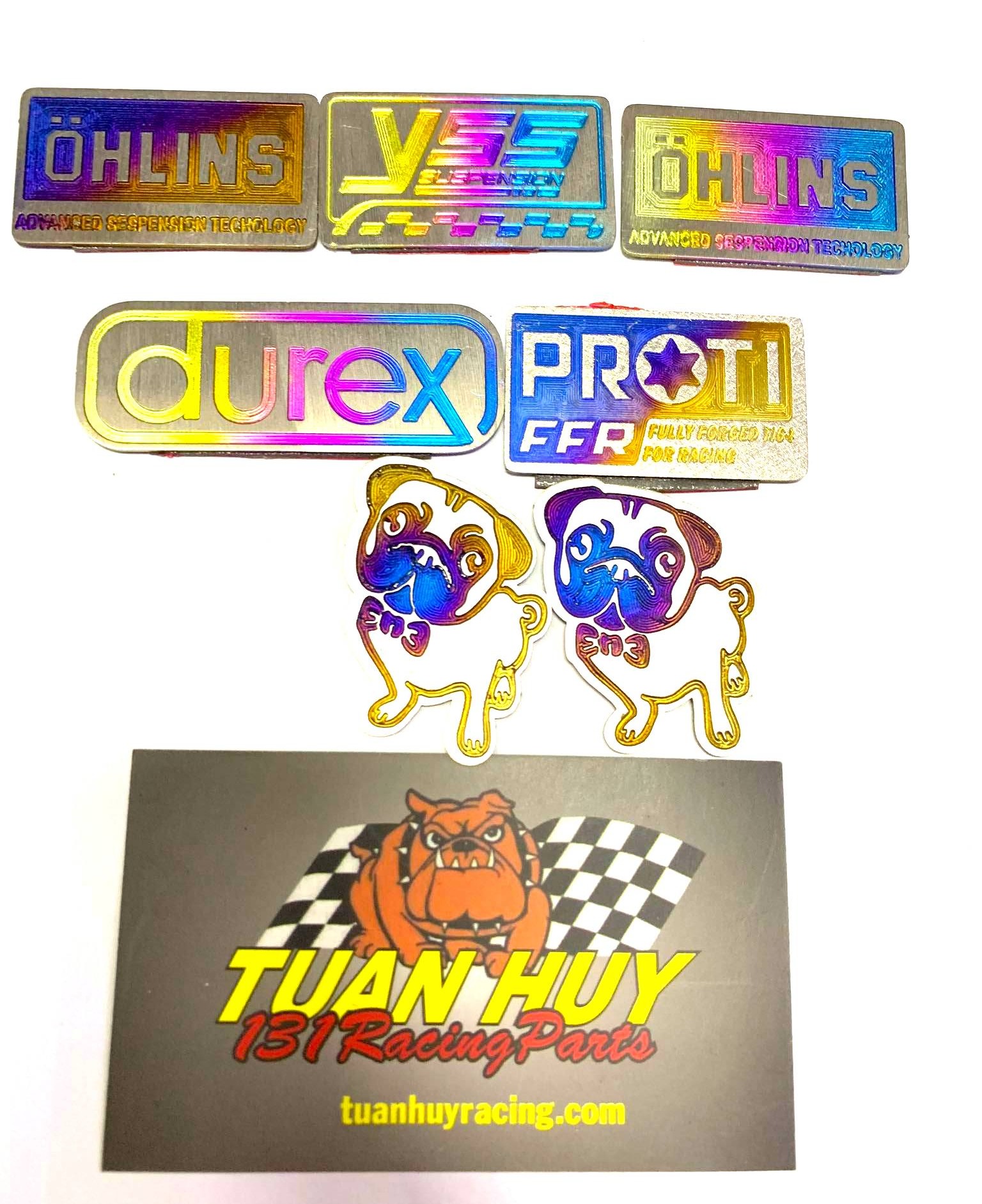 Tem titan logo titan  tem chó Pug  tem dán chân phuộc tay ga Vario AB mẫu loại vuông