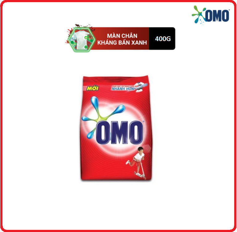 Bột giặt omo đỏ công nghệ giặt xanh gói 370g
