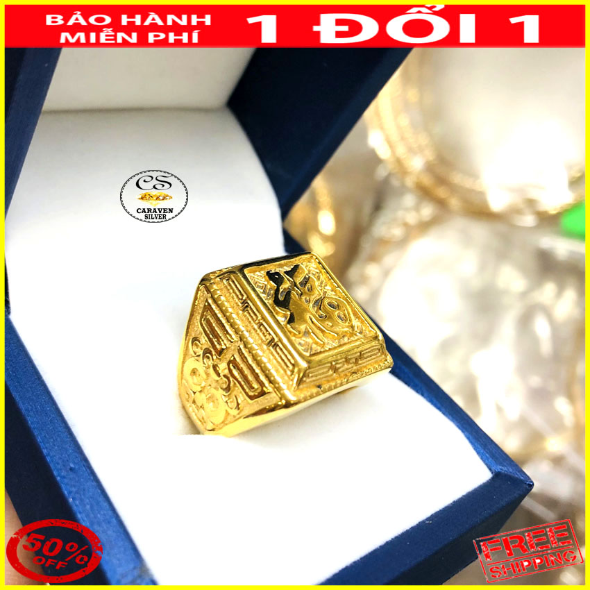 nhẫn chữ phúc mạ vàng 18k phiên bản cao cấp-có độ đầm và nặng tay,khắc laser sâu đậm rõ nét từng chi tiết,độ bền xi cực tốt-caraven silver-cs00037-nhan nam,nhẫn nam,nhẫn chữ phúc,nhan chu phuc,nhẫn mạ vàng,nhan ma vang