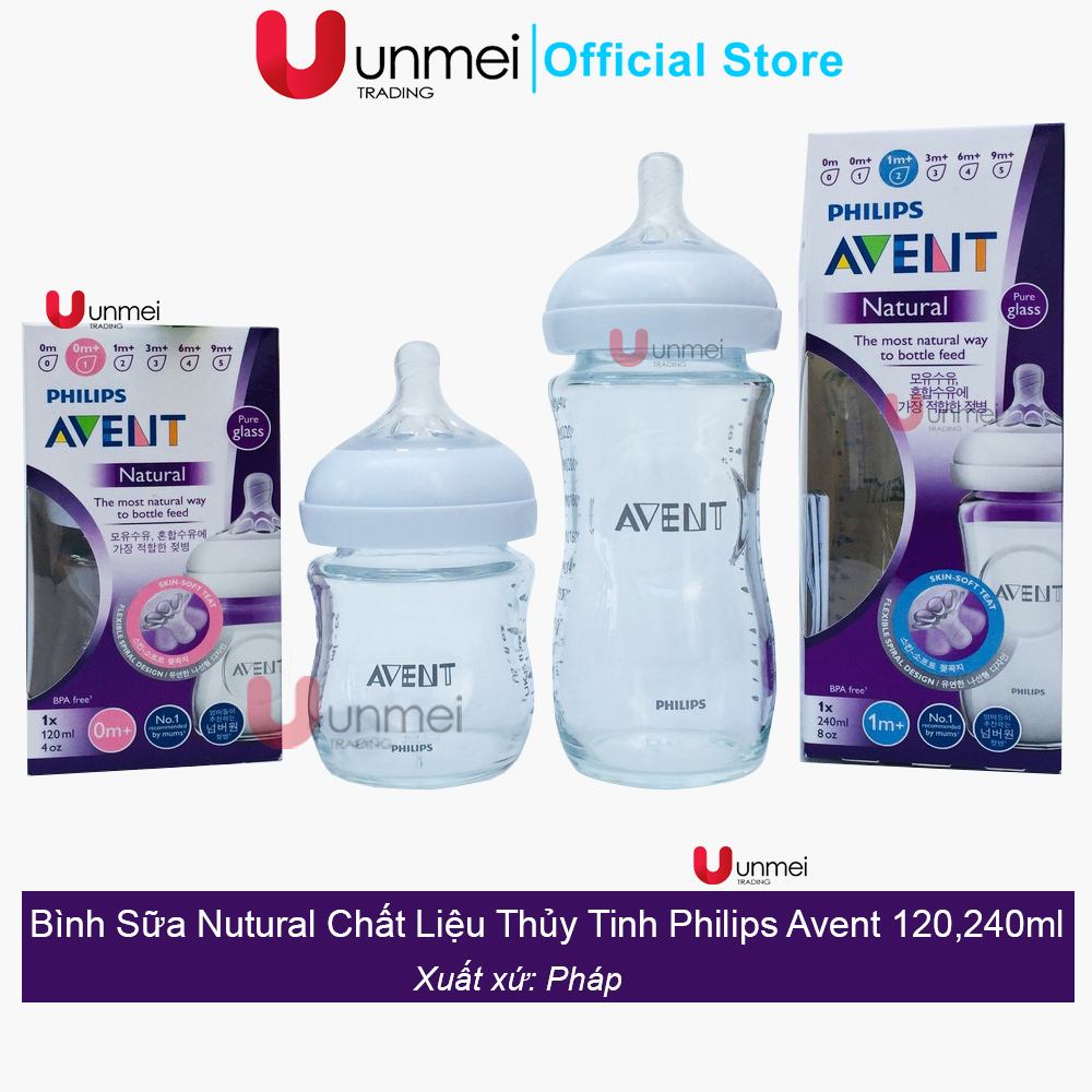 Bình sữa philips avent thuỷ tinh 240/120ml, hàng chính hãng sản xuất tại pháp