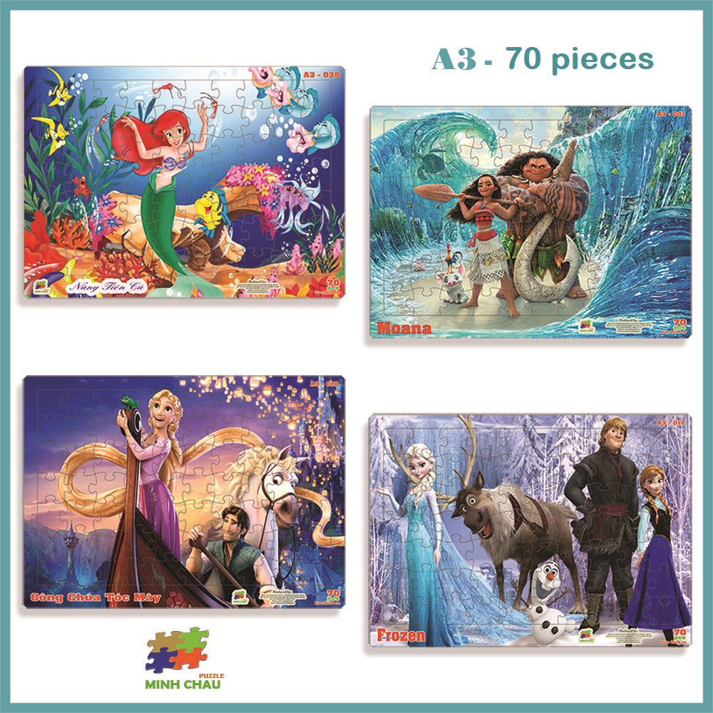 Tranh xếp hình 70 mảnh ghép khổ A3 – đồ chơi trí tuệ cho bé từ 3 tuổi – Xếp hình cho bé gái