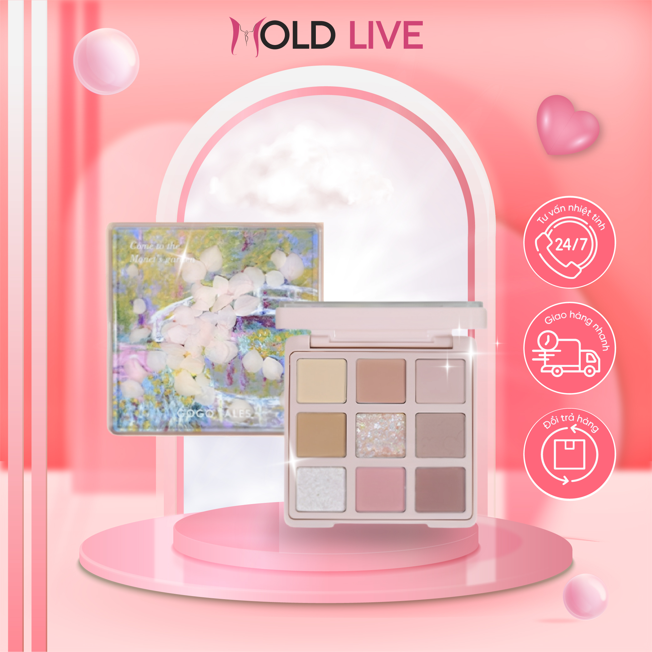 Phấn mắt gogo tales 9 ô nội địa Trung chính hãng GT289 phấn mắt trang điểm có nhũ mắt kim tuyến lâu trôi