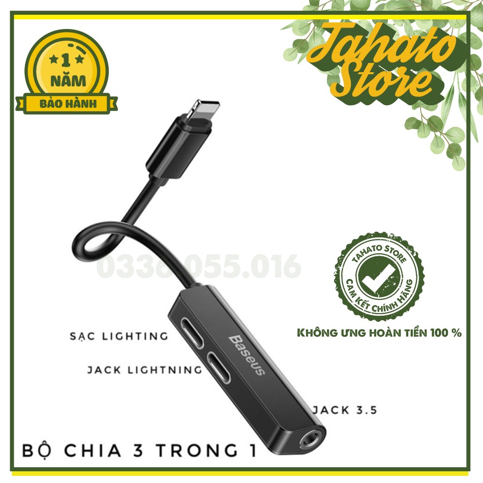 [CHUYÊN GAME] Bộ chia cổng Lightning 1 thành 3 vừa sạc vừa nghe nhạc Đầu chuyển Jack chuyển adapter có thêm jack 3.5mm có thể đàm thoại cho iphone ipad Tặng Hộp Đưng 30k