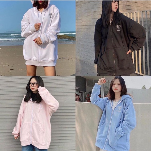 ❤️áo khoác hoddie da cá thêu heart👻