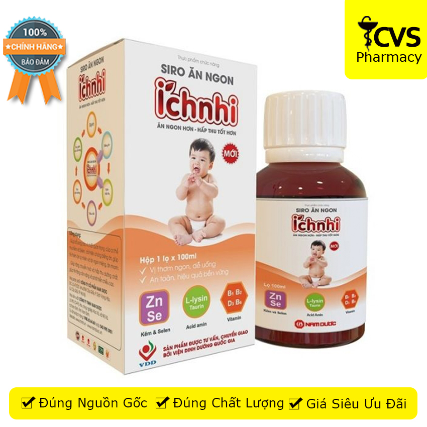 Siro ăn ngon Ích Nhi (Chai 100ml) - giúp khôi phục vị giác, tăng chuyển hóa và hấp thu dưỡng chất - cvspharmacy