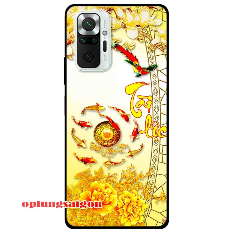 Ốp lưng cường lực dẻo đen dành cho Xiaomi Redmi Note 10 Pro mẫu Thư Pháp Tài Lộc