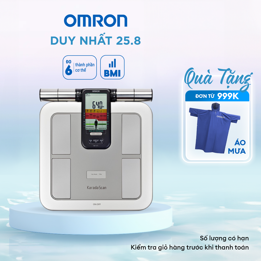 Máy Đo Thành Phần Cơ Thể OMRON HBF-375 - 8 Cảm Biến Ở Cả Tay Và Chân - Thương Hiệu Nhật Bản