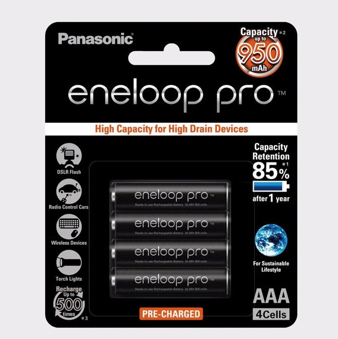 Pin sạc Panasonic AAA Eneloop pro 950mAh - BK-4HCCA (vỉ 4 viên)