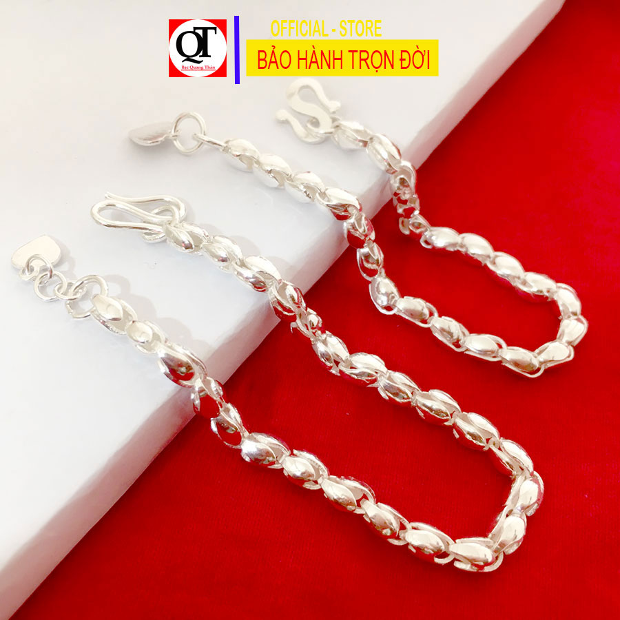 Vòng tay trẻ con Bạc Quang Thản cho bé từ 1- 7 tuổi chất liệu bạc ta nguyên chất không gỉ, không gây dị ứng da an toàn cho bé, tác dụng kị gió, tránh tác nhân bên ngoài xâm hại giúp bé ngủ ngon không dật mình khi ngủ - QTVTEM2