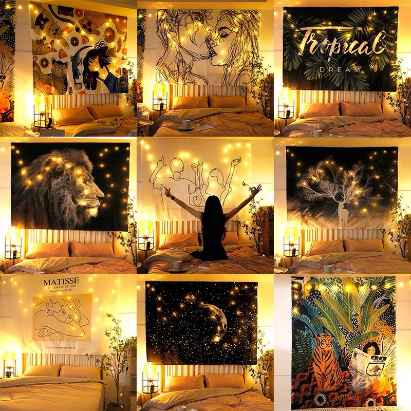 [HCM][20 MẪU] Tranh Vải Treo Tường Trang Trí Phòng SIZE 130x150cm Thảm Treo Tường Decor Phòng (Tặng Kèm Móc Treo Đinh Ghim Tường)