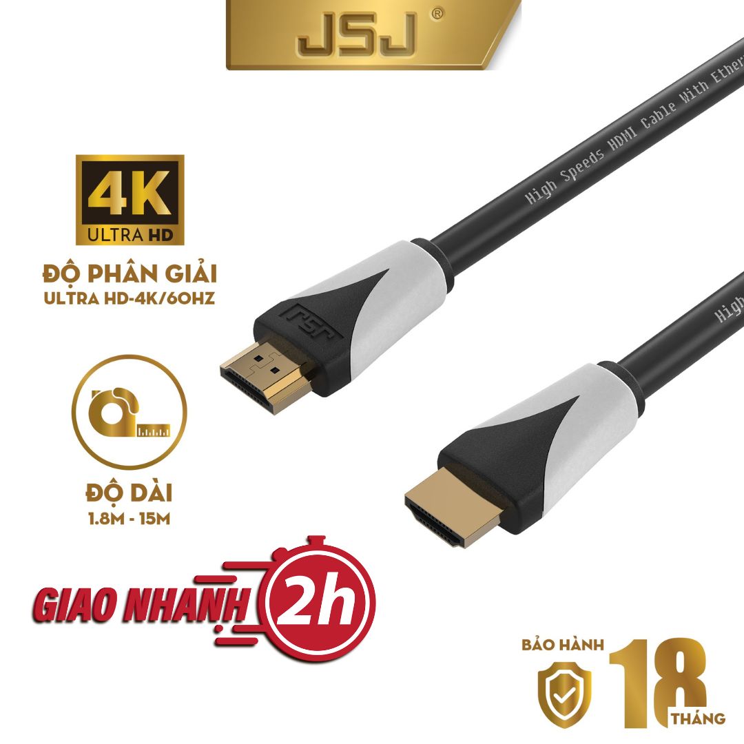 Cáp HDMI 2.0 JSJ JB-H400 dài 1.8m-15m chất lượng hình ảnh sắc nét 4K, dây HDMI tốc độ cao hỗ trợ máy chiếu, máy tính, laptop,3D IMAX màn hình lớn