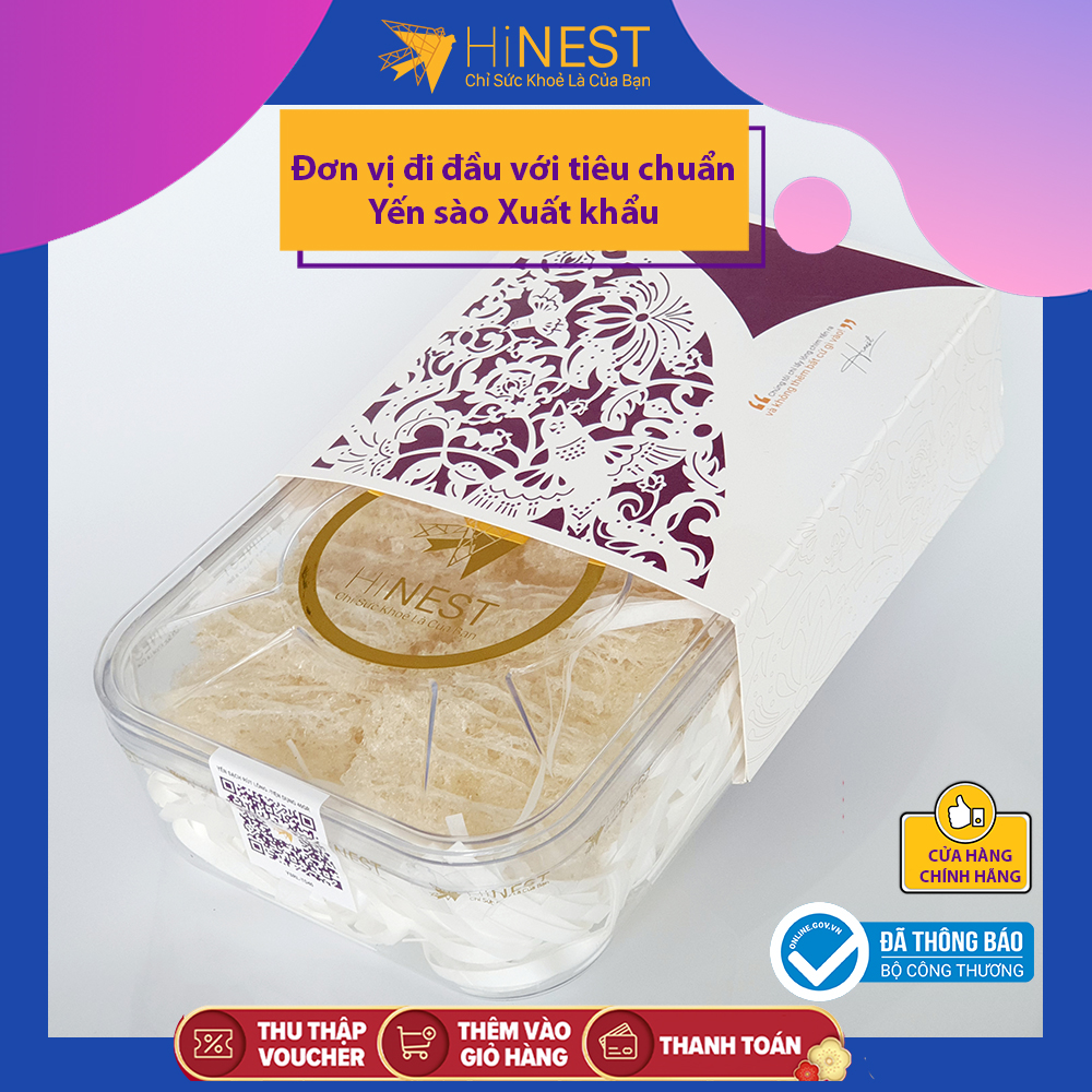 Yến sào rút lông 40gr- Yến sào sạch Tiện dụng HiNest (yến sào tinh chế, tổ yến làm sạch lông, yến sào sấy khô, 100% yến sào nguyên chất, dinh dưỡng cho trẻ em)