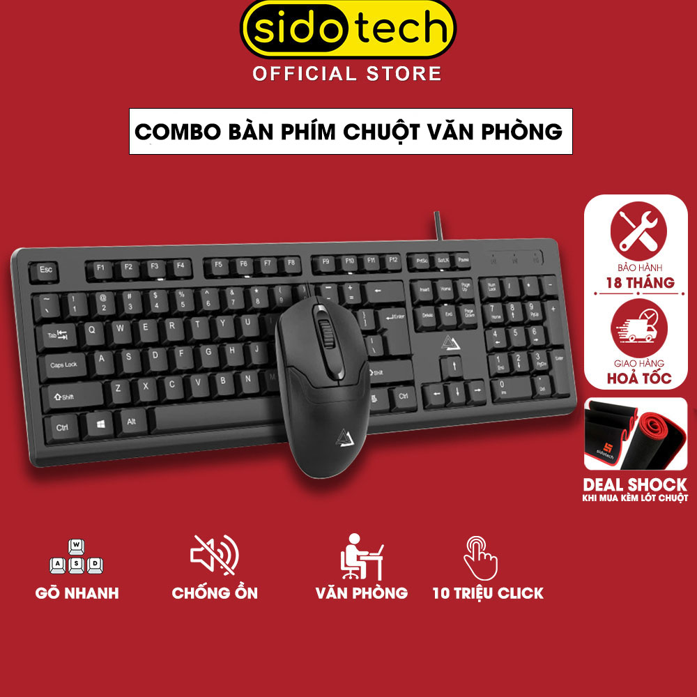 Bàn phím máy tính giá rẻ SIDOTECH KM10 có dây full size 104 key gõ phím nhanh chống nước tốt giả cơ gaming văn phòng chơi game tốc độ phản hồi nhanh không delay - Hàng chính hãng