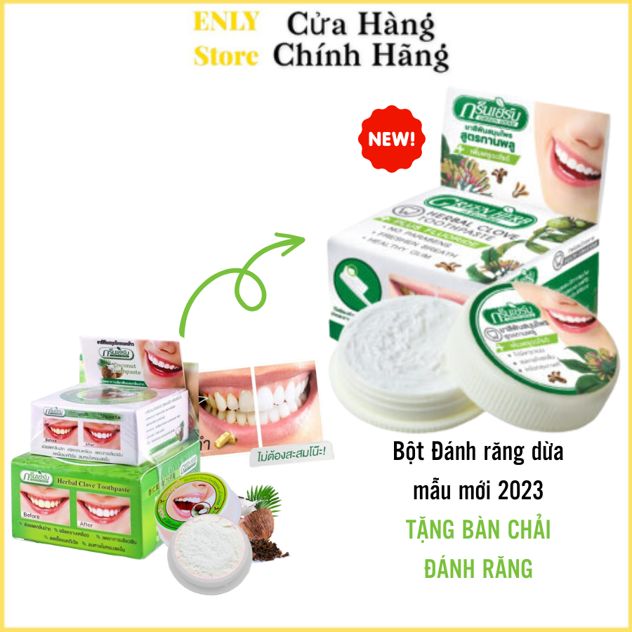 [1 tặng 1 bàn chải] Bột trắng răng dừa thái lan, Ngăn ngừa tốt các vấn đề về nướu, mảng bám, sâu răng