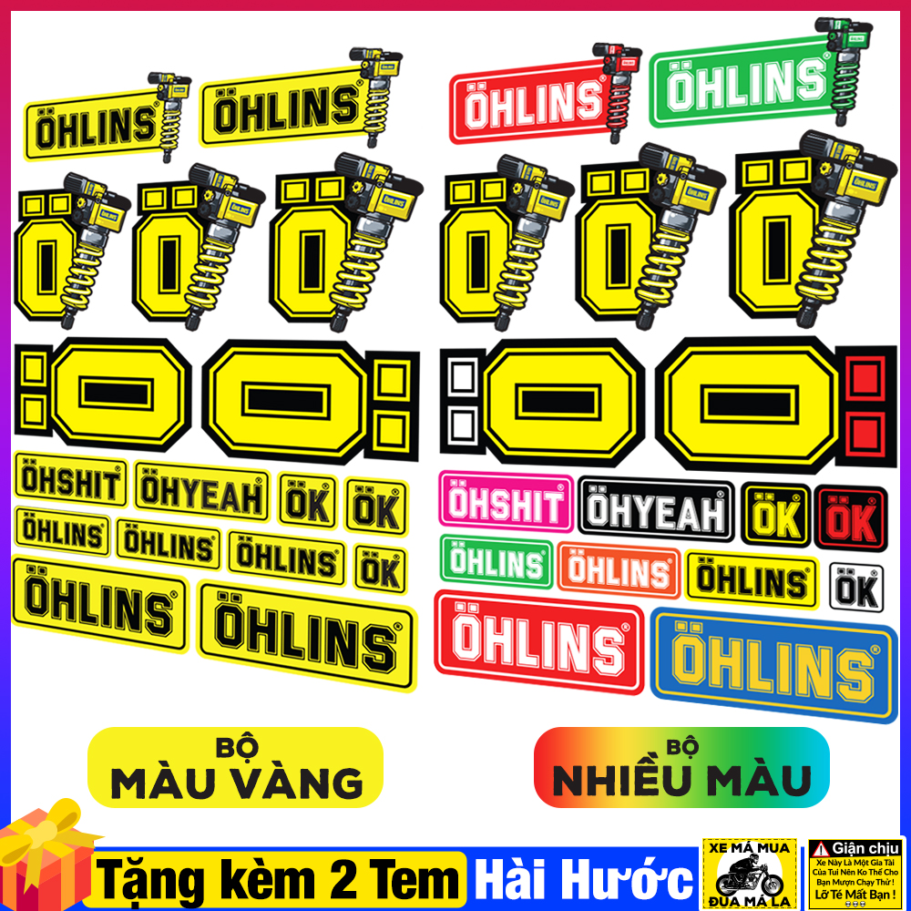 Bộ 16 Tem Dán Xe Máy Ohlins - Team Xe Ex 150 Winner Wave Vario - Team Dán Xe Không Thấm Nước