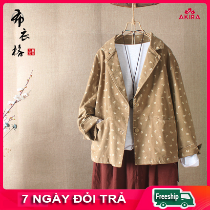 Áo khoác nữ vest vải kaki nhung cao cấp phong cách Nhật Bản Akira Store