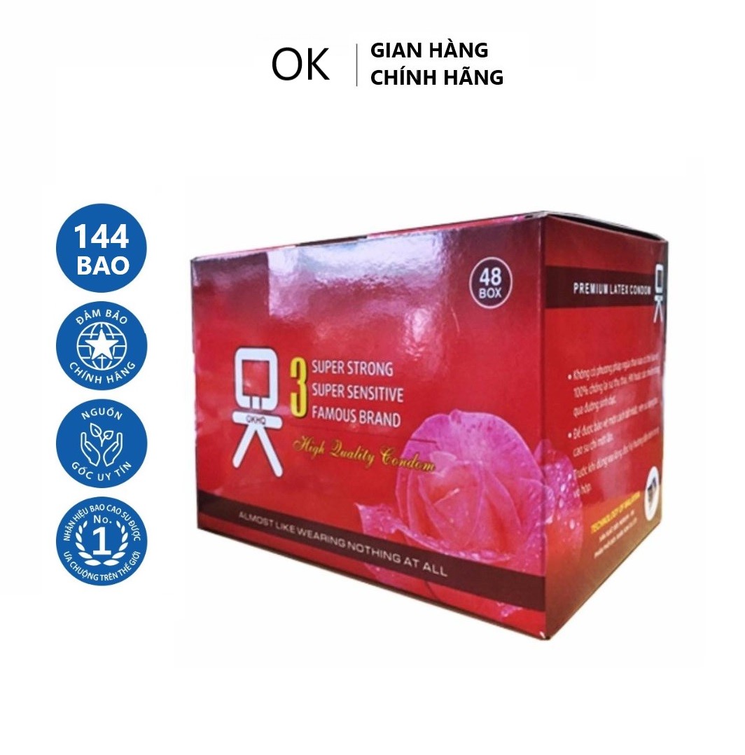 Freeship 1 hộp lớn bao cao su OKHQ không mùi 144 cái