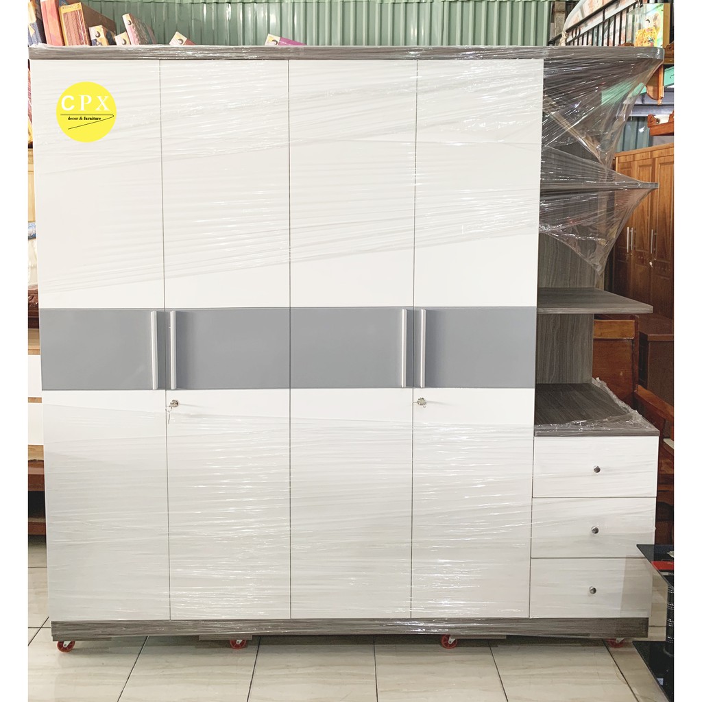 Tủ quần áo, Tủ đựng đồ có kệ gỗ CN MDF phủ melamine cao cấp CPX-T03 thiết kế nhiều ngăn tiện lợi