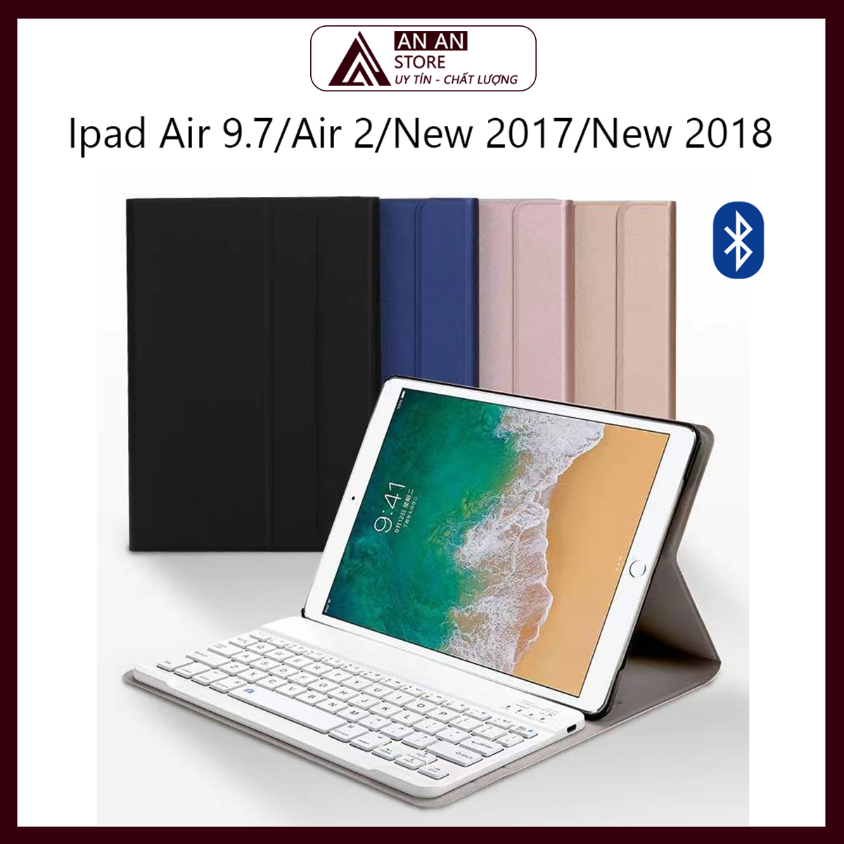 Bao da kèm bàn phím cho ipad air 9.7 inch / air 2 / new 2017 / new 2018 bluetooth