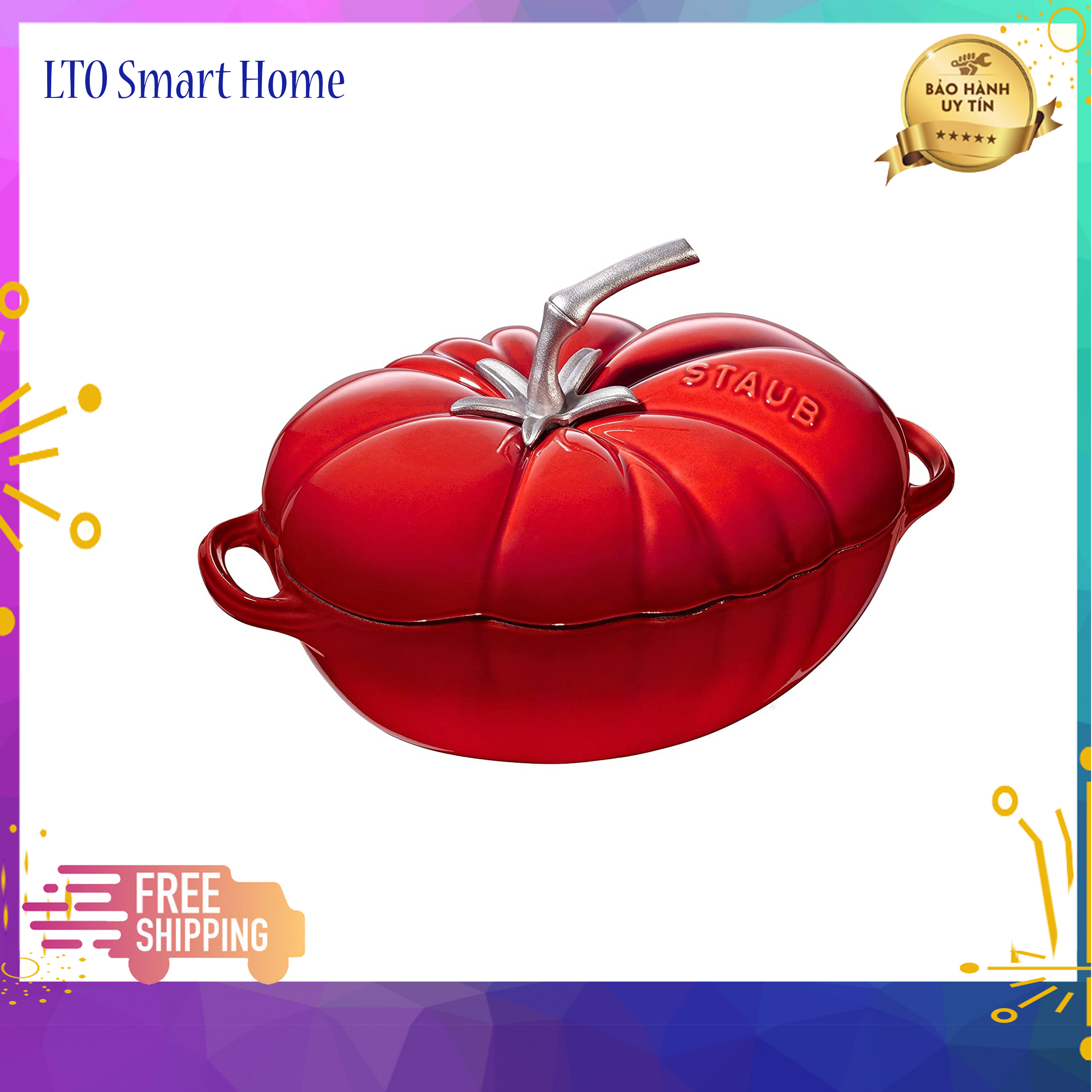 Nồi gang staub cà chua zwilling, nồi đúc gang 25cm dung tích 2,9l dùng cho mọi loại bếp, chịu nhiết 800 độ, hấp thụ và giữ nhiệt. lto smart home ms35