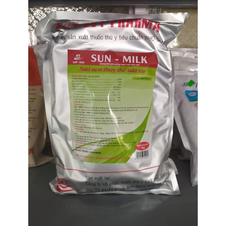 Sun Milk 1kg Sữa non thay thế sữa mẹ dành cho chó mèo heo bò dê