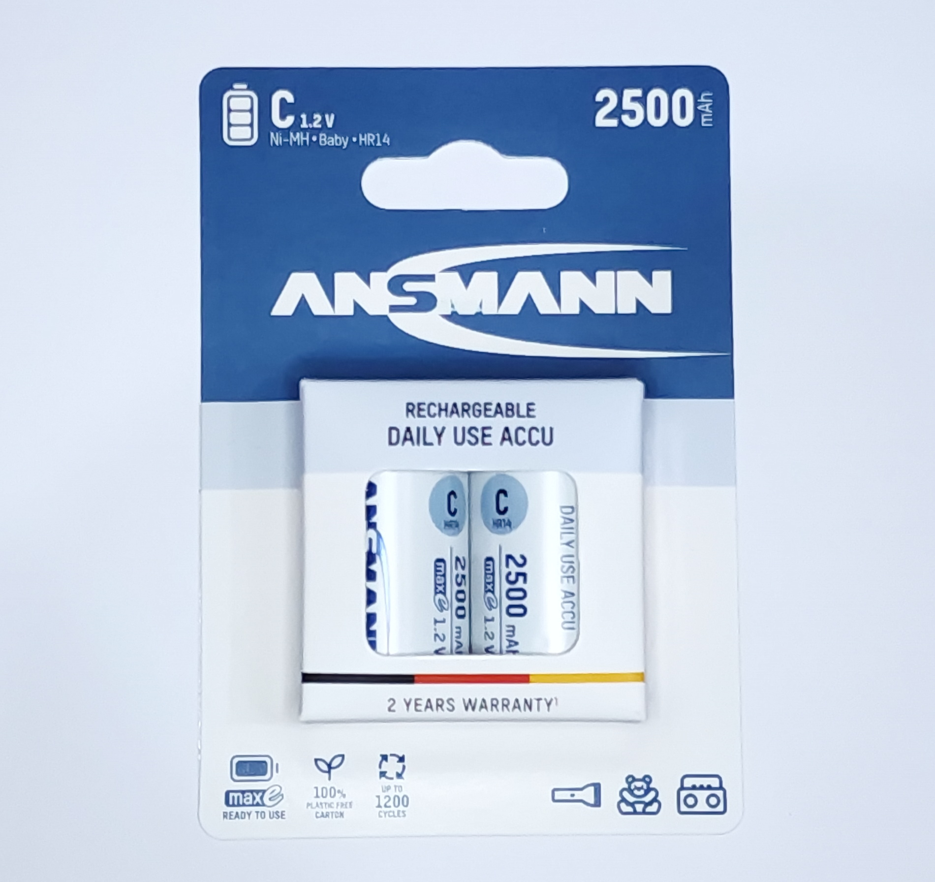 Bộ 2 pin trung sạc ansmann c2500