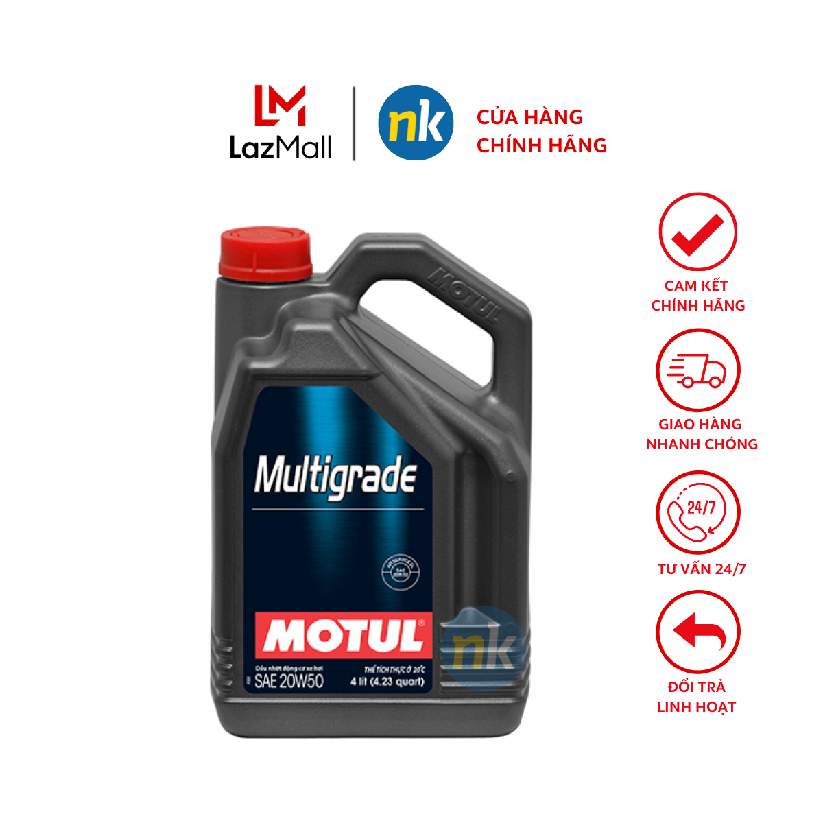 Nhớt cao cấp xe ô tô máy xăng motul multigrade 20w50 4l api sl