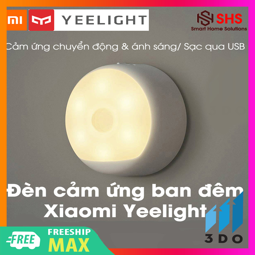 Đèn cảm ứng có pin sạc Yeelight Rechargeable Night Light,YLYD01YL ,đèn ngủ thông minh dán tường, có móc treo, pin sạc dùng 120 ngày, 0.5W-2700K bảo hành 12 tháng - 1 đổi 1 trong 7 ngày