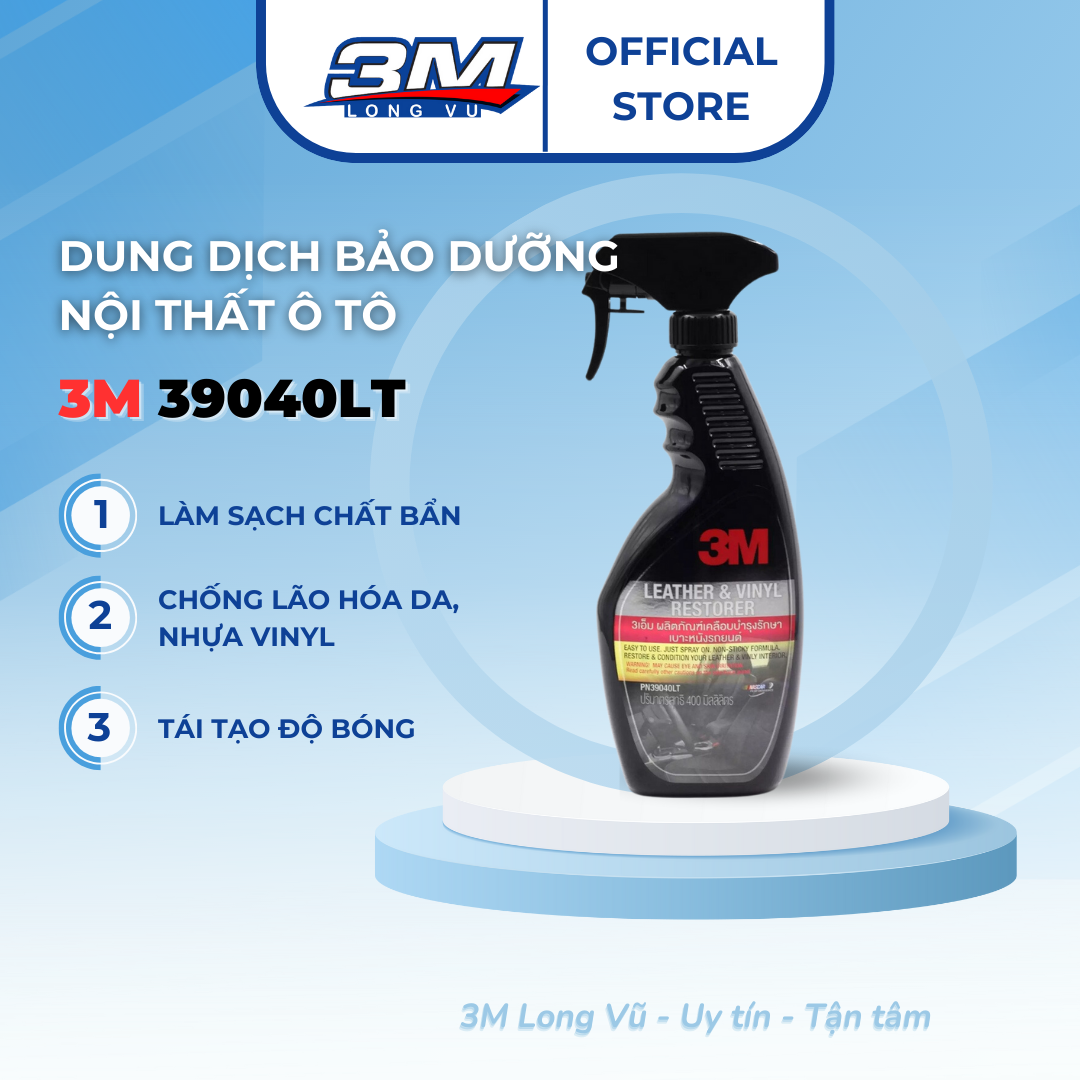 Chai Xịt Chăm Sóc Và Bảo Vệ Nội Thất Ô Tô 3M Leather & Vinyl Cleaner/Restor 39040 LT 437ml - 3M Long Vu