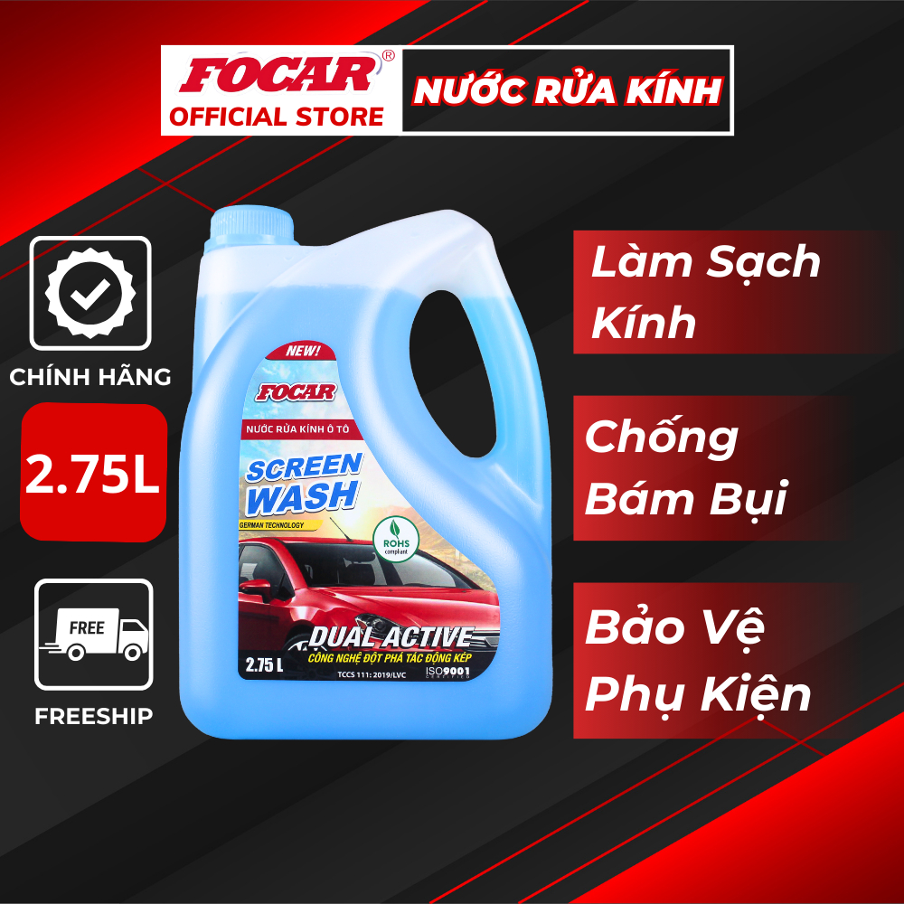 [TIÊU CHUẨN ĐỨC] Nước rửa kính ô tô Focar screen wash 275L - Nước rửa kính ô tô tiêu chuẩn ROHS EU - Nước đổ kính xe hơi, nước rửa kính xe hơi, nước vệ sinh kính xe