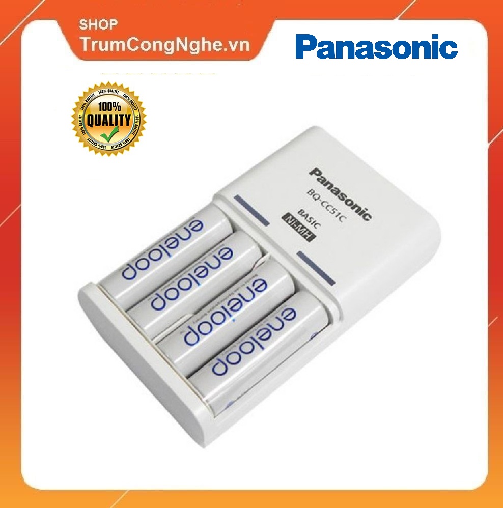 Combo 4 pin eneloop aa và sạc panasonic bq-cc51