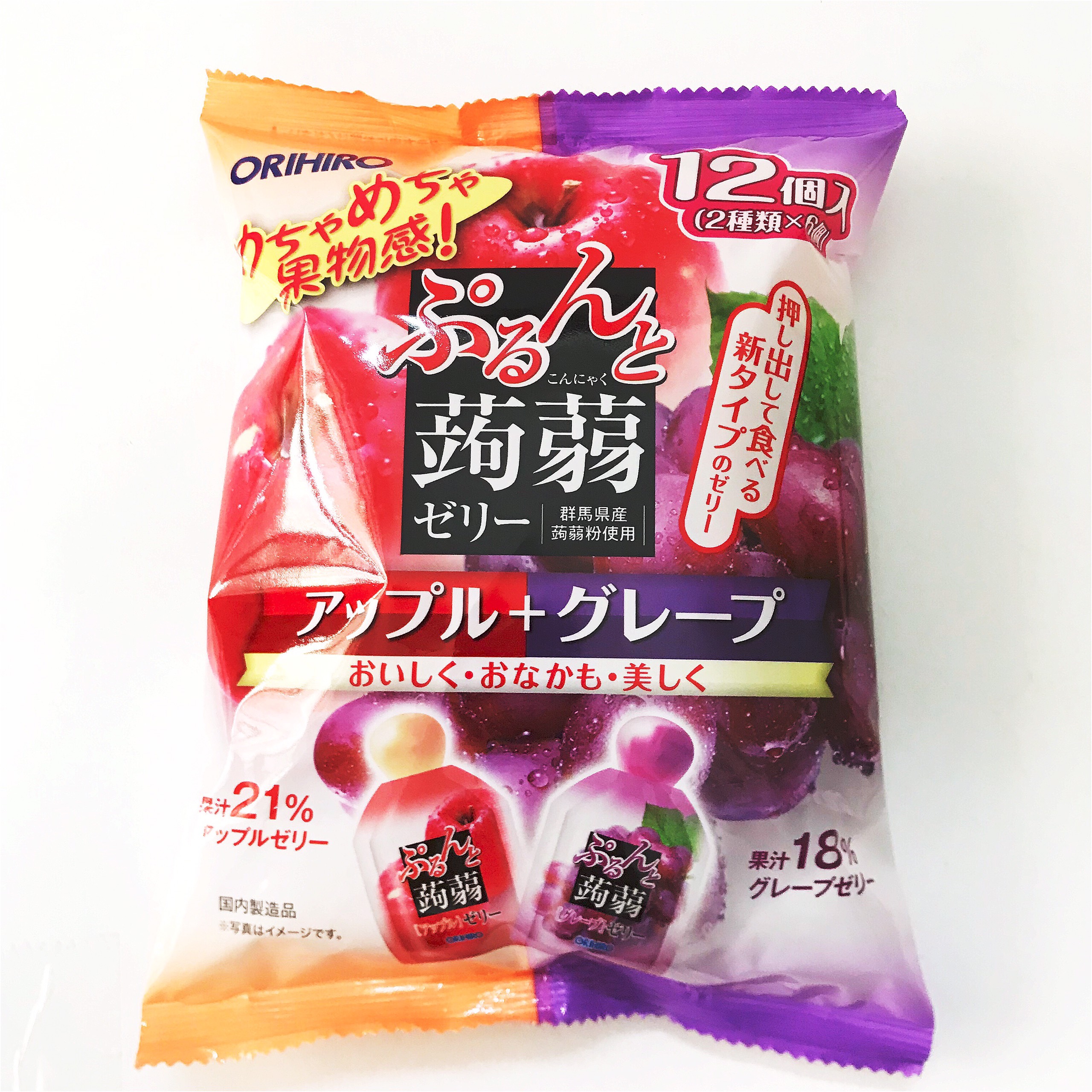 Thạch trái cây Orihiro 240gr gói lớn 12 cái xách tay Nhật Bản vị Dâu Tây Cam