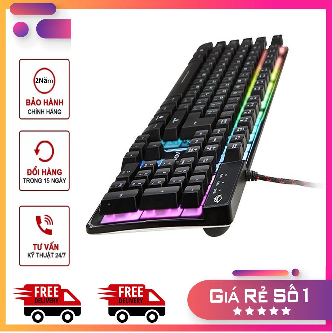 Bàn phím cơ gaming cao cấp meetion k9300 tích hợp led sang trọng - hàng chính hãng - bảo hành 2 năm