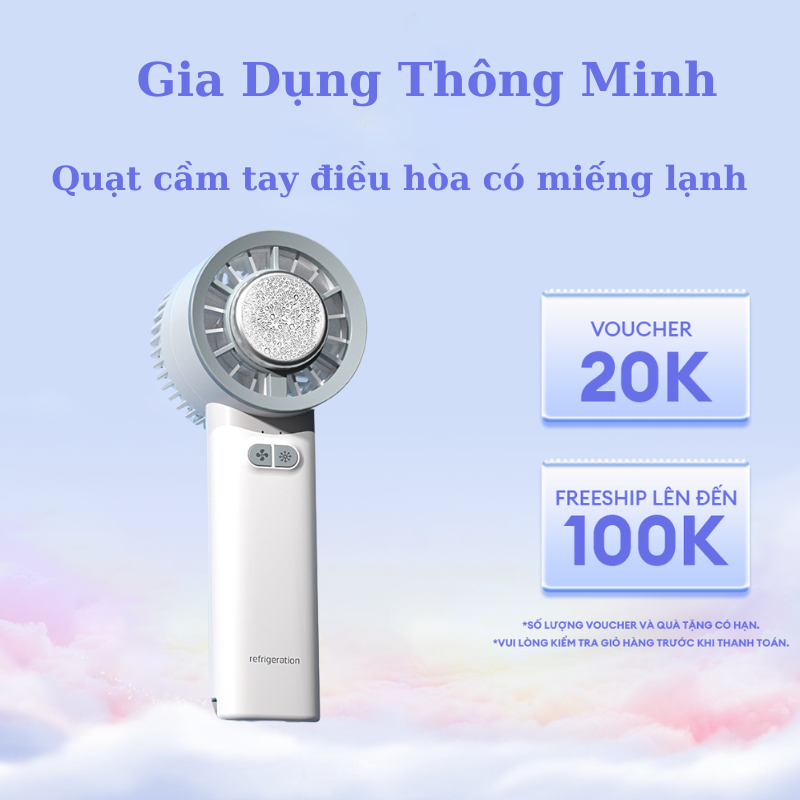 Quạt Cầm Tay Mini Tích Điện Điều Hòa Cool Wind Siêu Mát Giải Nhiệt Mùa Hè Có Miếng Làm Lạnh Bán Dẫn 3 Cấp Độ Có Để Để Bàn Pin Trâu Lên Đến 24H Nhỏ Gọn Dễ Mang Theo Tiện Lợi