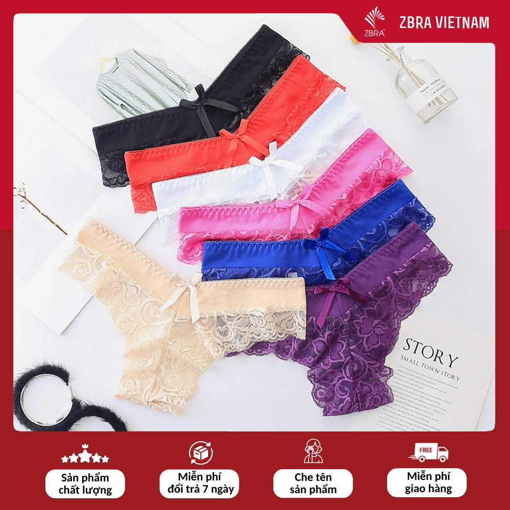Quần lọt khe ren Combo 5 Quần lót lọt khe ren hoa siêu mềm, mỏng nhẹ trong suốt sexy gợi cảm - ZQ6815