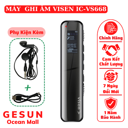 Máy ghi âm Visen ICVS668 8G/16G thời gian thu âm liên tục 400h/830h thiết kế nhỏ gọn dễ dàng sử dụng . BH 24 tháng Đổi Mới