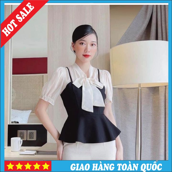 Áo thắt nơ peplum bigsize cực xinh nha