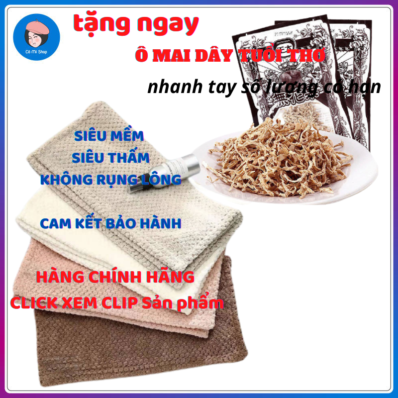 Khăn mặt vuông, khăn lau mặt sợi microfiber lông mềm mịn, siêu thấm nước 25x25 cm - Cô Mi shop
