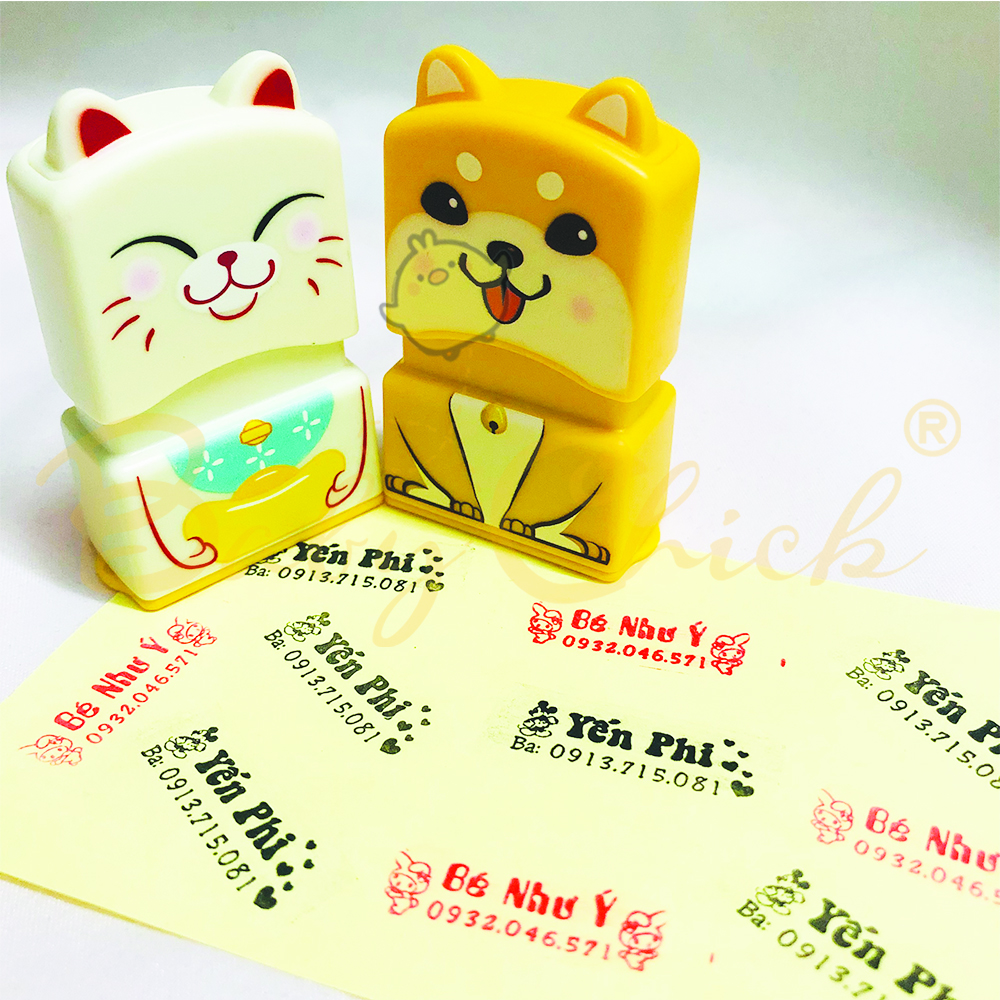 Con dấu in tên bé trên quần áo giặt không phai - Mộc hình Mèo