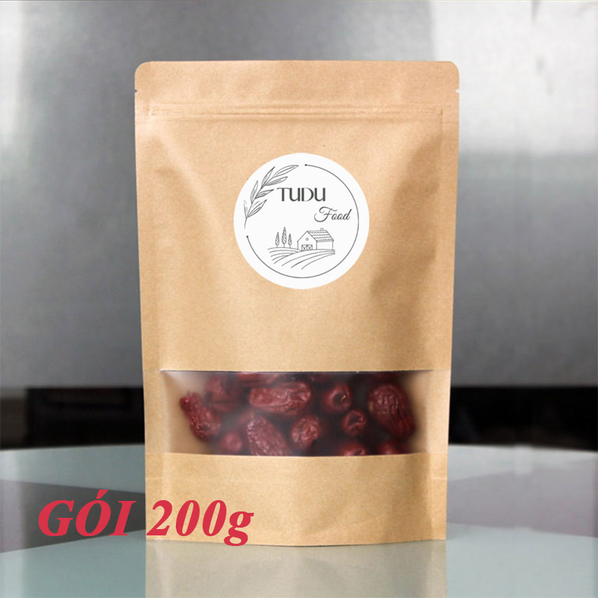 200g Táo đỏ sấy khô thượng hạng loại 1, táo tàu sạch chất lượng tốt, bổ dưỡng đóng gói túi zip giấy chuẩn thực phẩm
